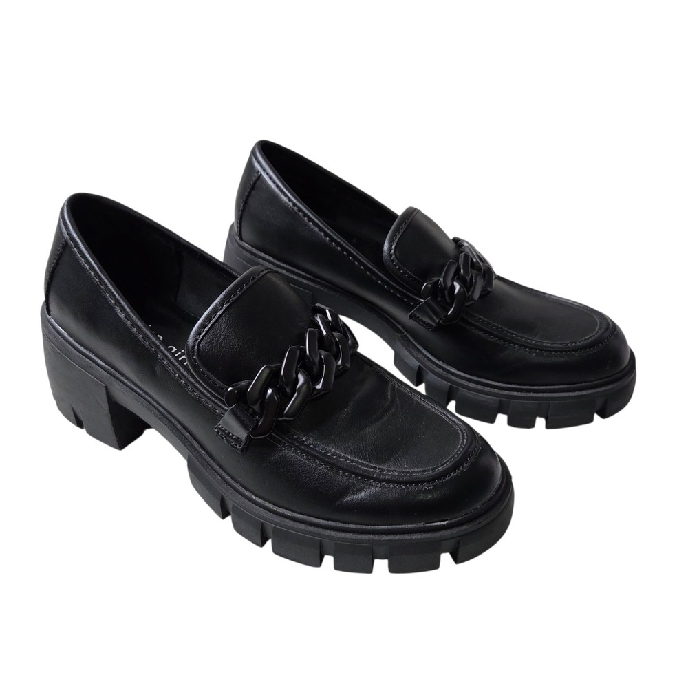 Madden Girl Womens Black Lug Sole Chunky Chain Loafer Size 8M Hoxtonn Preppy